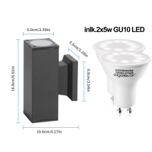 LED Fassadenleuchten Wandleuchte Eckig mit GU10 Fassung IP65 in Schwarz 2 Flammig mit Leuchtmittel neutralweiß