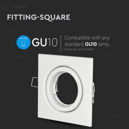 LED Einbaurahmen Eckig Quadrat Weiß Matt schwenkbar für GU10 MR16
