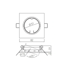 LED Einbaurahmen Eckig Quadrat Schwarzchrom schwenkbar für GU10 MR16