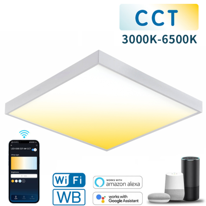 60x60 LED CCT Smart Wi-Fi Panel Aufputz Panel Aufbau Deckenleuchte Dimmbar inkl. Rahmen Smartphone (APP) Steuerung