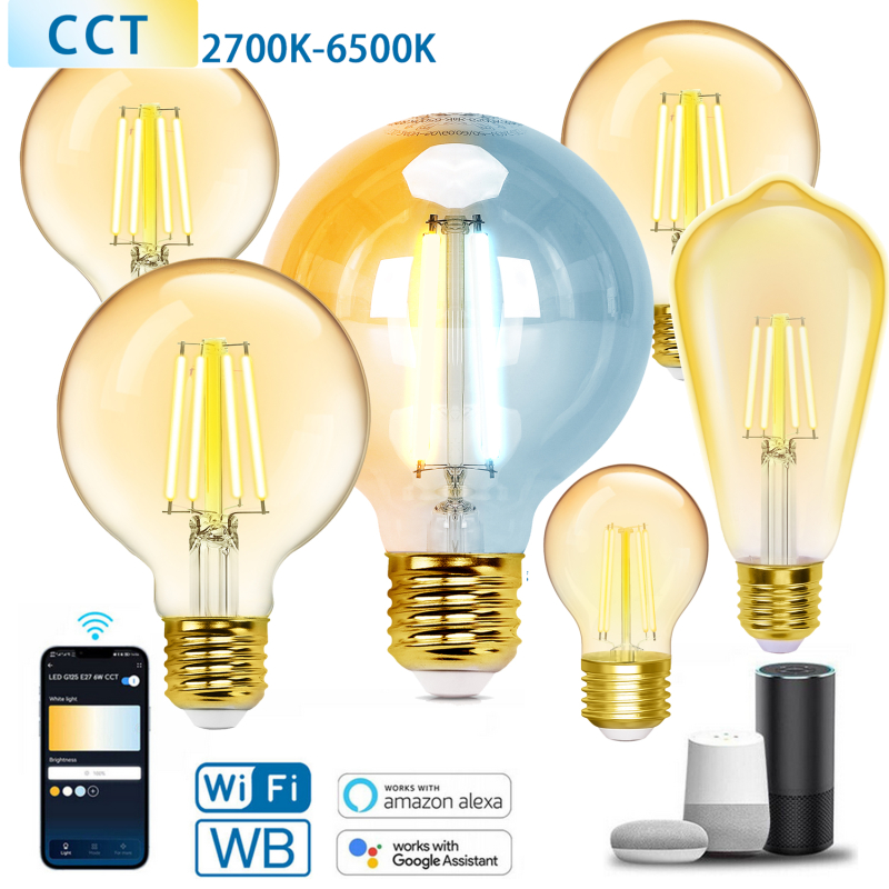 E27 CCT Smart Wi-Fi LED Filament Retro Vintage Nostalgie Leuchtmittel, 7,75  €