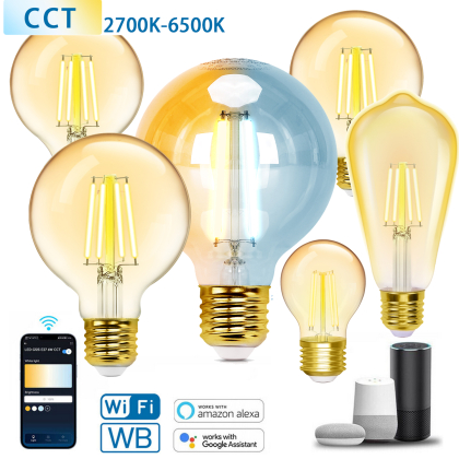 E27 CCT Smart Wi-Fi LED Filament Retro Vintage Nostalgie Leuchtmittel dimmbar 2700-6500K