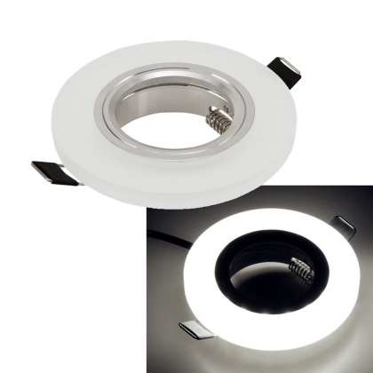 Glas LED Einbaurahmen mit LED Beleuchtung Ø 90 mm 4000K Neutralweiß