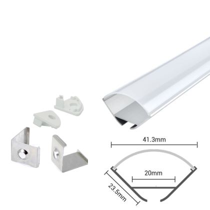 2m Eckprofil Eckschiene Eckleiste Aluprofil Eck Alu Schiene Abdeckung Extra Breit V-Profil Kanal System für LED-Streifen