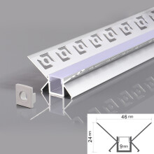 2m LED Aluminium Profil Unterputz Leiste Aluschiene Rigips Trockenbau Gewebe für LED-Streifen Profil W