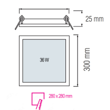 36 Watt LED Panel Ultra Slim Einbauleuchte Deckenpanel Quadrat Eckig 30x30 cm