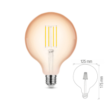 4W Dimmbar LED Filament Nostalgie Retro Design Leuchtmittel Lampe G125 warmweiß