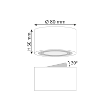 Deckenspot Deckenleuchte SPOTLIGHT Aufbaurahmen schwenkbar in Schwarz Ø 80mm Höhe 50mm mit LED Modul 7 Watt dimmbar 500 Lumen Warmweiß (3000K)