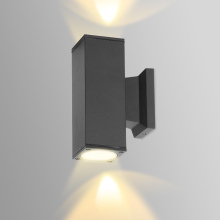 LED Fassadenleuchten Wandleuchte Eckig mit GU10 Fassung IP65 in Schwarz 2 Flammig mit Leuchtmittel neutralweiß