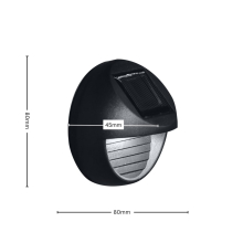 2 x LED Solar runde Wandleuchte Fassadenleuchte für den Außenbereich  in schwarz | 80 x 45mm (B. x H.) | 6 Lumen | Warmweiß (2700 K)