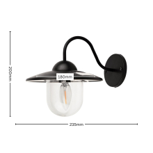 LED Solar Lampe mit Schirm für die Fassade Decke im Außenbereich in schwarz | 180 x 235 x 200mm (B. x L. x H.) | 10 Lumen | Warmweiß (2700 K)