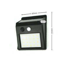 LED Solar Wandleuchte Fassadenleuchte für den Außenbereich mit Bewegungs-Sensor in schwarz | 87 x 43 x 115mm (B. x L. x H.) | 100 Lumen | Kaltweiß (6000 K)