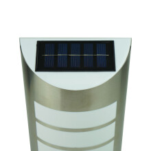 LED Solar Wandleuchte Fassadenleuchte aus rostfreiem Stahl für den Außenbereich mit Bewegungs-Sensor in Edelstahl | 160 x 70 x 265mm (B. x L. x H.) | 20 Lumen | Kaltweiß (6000 K)