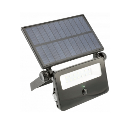 10 Watt LED Solarfluter Außenleuchte mit Bewegungssensor in schwarz eckig|14 x 14,7 cm (LxB)|Kaltweiß|850 Lumen