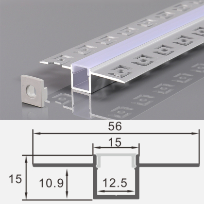 2 m LED  Alu Profil Rigips Trockenbau Schiene Kanalprofil mit Milchglas Abdeckung Kanal System für LED-Streifen Profil T