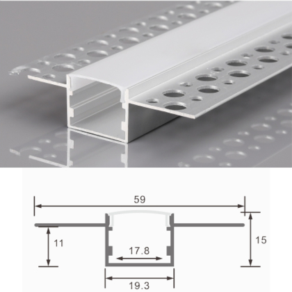 2m LED Alu Profil Unterputz Rigips Trockenbau Schiene Kanalprofil mit Milchglas Abdeckung Kanal System für LED-Streifen Profil H-4