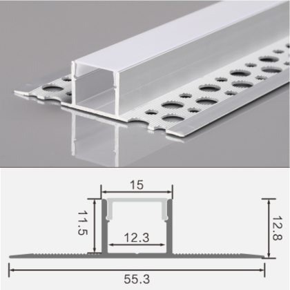2m LED Alu Profil Unterputz Rigips Trockenbau Schiene Kanalprofil mit Milchglas Abdeckung Kanal System für LED-Streifen Profil H-8