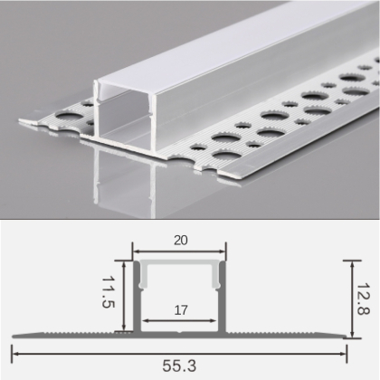 2m LED Alu Profil Unterputz Rigips Trockenbau Schiene Kanalprofil mit Milchglas Abdeckung Kanal System für LED-Streifen Profil H-10