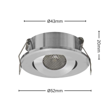 LED Mini Spot Einbaustrahler Unterbauspot Einbauspot Mini Leuchte  1.5w mit Trafo in chrome Rund Ø 52 mm Neutralweiß 4200K