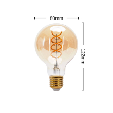 4w E27 LED Retro Vintage Nostalgie Spiralen Filament Leuchtmittel Bernstein G80|Ø80mm|Warmweiß|280 Lumen