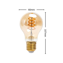 4w E27 LED Retro Vintage Nostalgie Spiralen Filament Leuchtmittel Bernstein A60|Ø60mm|WW 1800K|280 Lumen