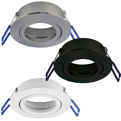 Einbaurahmen Deckeneinbaurahmen Alu Rund schwenkbar mit Druckring Ø 82 mm schwarz weiß oder nickel