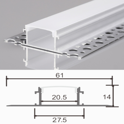 2m Alu Profile Unterputz Profil Trockenbau Schiene Kanal System mit Milchglas Abdeckung für LED-Streifen Profil H-15