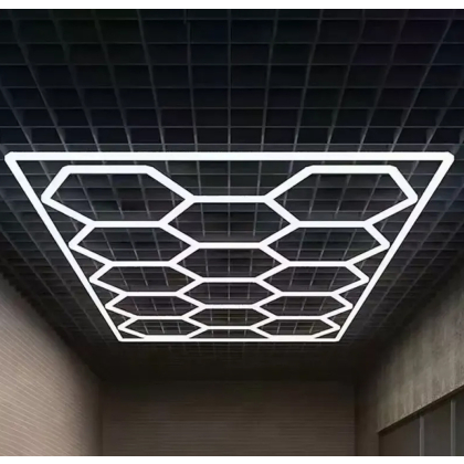 Hexagon LED-Deckenleuchte für Werkstatt Garage14 Waben Sechseckig mit LED Rahmen 6500K Kaltweiß