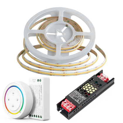 10m COB LED Streifen Strips mit 480 LEDs 8mm Breite komplett set Kaltweiß