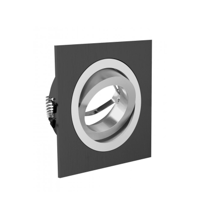Einbaurahmen Schwenkbar Schwarz silber gebürstet - Eckig, Flach, Aluminiumguss, Klicksystem 90x90mm