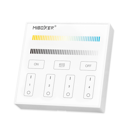 MiBoxer 4 Zonen CCT Wandschalter Aufbau Dimmer Fernbedienung B2 Weiß