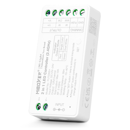 2-in-1-LED CCT Controller (2,4 GHz) Regler Steuergerät Receiver 12V 24V für Einfarbige LED Streifen
