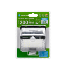 LED Solar Wandleuchte Fassadenleuchte für den Außenbereich mit Bewegungs-Sensor 200 Lumen | Kaltweiß (6500 K)