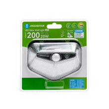 LED Solar Wandleuchte Fassadenleuchte für den Außenbereich mit Bewegungs-Sensor 200 Lumen | Kaltweiß (6500 K)
