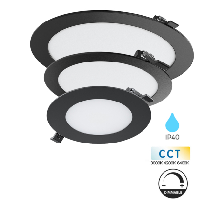 Dimmbare LED Slim Panel Einbauleuchte Deckenleuchte Spot Schwarz CCT 3in1
