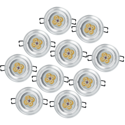 LED Einbauleuchten Set - Rahmen schwenkbar SILBER / GU10 Fassung / Power LED Spot/ 4.5W