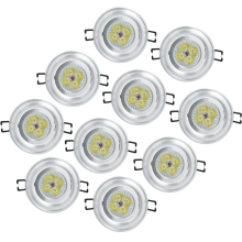 4,5 W LED Einbauleuchten Set - Rahmen schwenkbar SILBER / GU10 Fassung / Power LED Spot