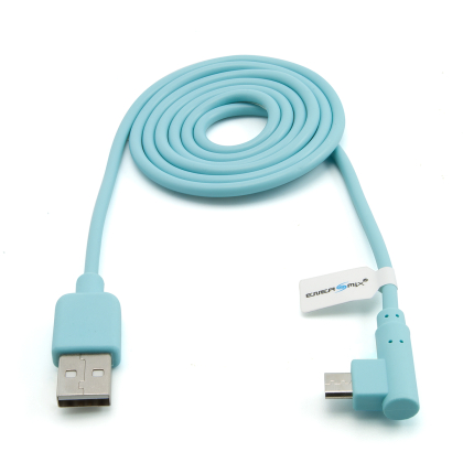 1m Micro USB Kabel 90 Grad gewinkelt (Winkelstecker) Blau