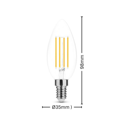 E14 LED Candle Filament Leuchtmittel 4W 400 Lumen