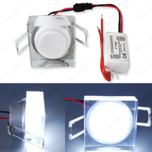 LED Einbauleuchte Mini Decospot Quadrat aus Acrylglas 47x47 20mm Hoch 1 Watt Kaltweiß