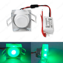LED Einbauleuchte Mini Decospot Quadrat aus Acrylglas 47x47 20mm Hoch 1 Watt Grün
