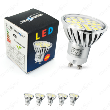 GU10 5050 SMD LED Spot Lampe Mit Schutzglas 4W Kaltweiß 5 Stück