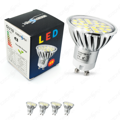 GU10 5050 SMD LED Spot Lampe Mit Schutzglas 4W Kaltweiß 4 Stück