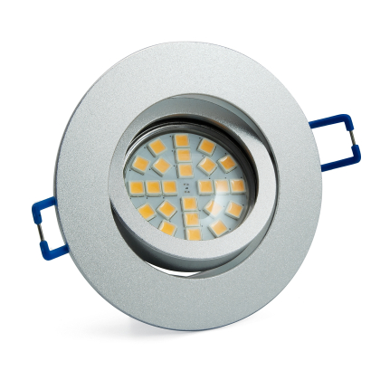 LED Einbauleuchten-Set - Rahmen Aluminium gebürstet schwenkbar / GU10 Fassung / SMD LED / 4W