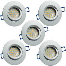 LED Einbauleuchten-Set - Rahmen Aluminium gebürstet schwenkbar / GU10 Fassung / SMD LED / 4W