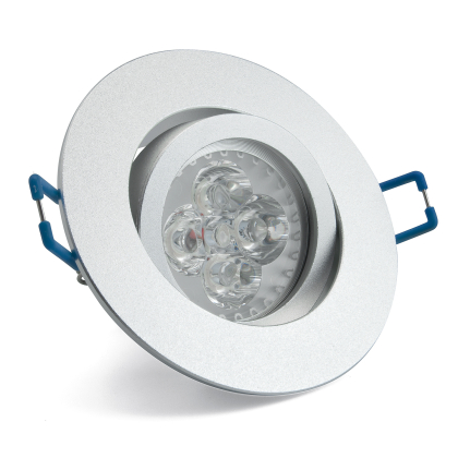 LED Einbauleuchten-Set - Rahmen Aluminium gebürstet schwenkbar / GU10 Fassung / High Power LED / 4.5W