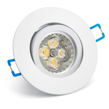 LED Einbauleuchten-Set - Rahmen Aluminium weiß schwenkbar / GU10 Fassung / High Power LED / 4.5W