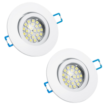 LED Einbauleuchten-Set - Rahmen Aluminium weiß schwenkbar / MR16 Fassung / SMD LED / 4W